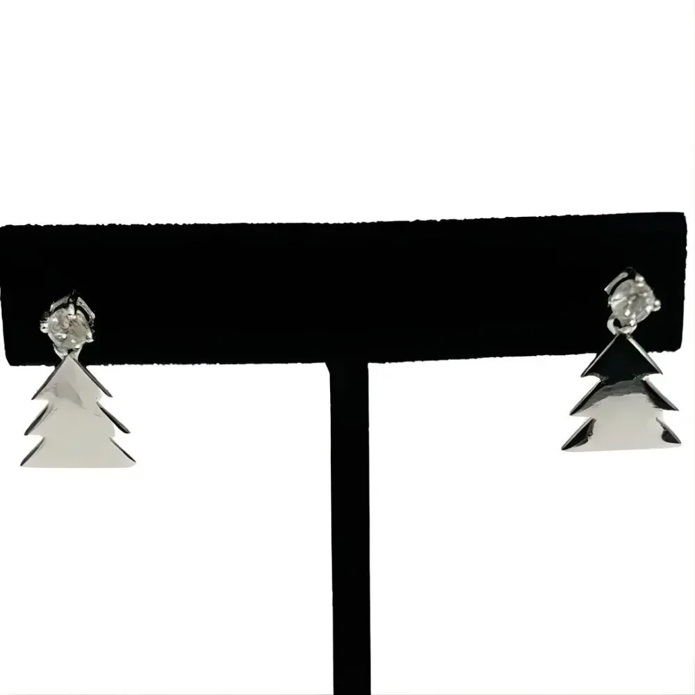 Christmas Tree Earrings Silver Gold Santa Hat Poinsettia Bundle Lot 5 Pairs